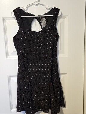 art class Black Mini Dress with Red Dot Print